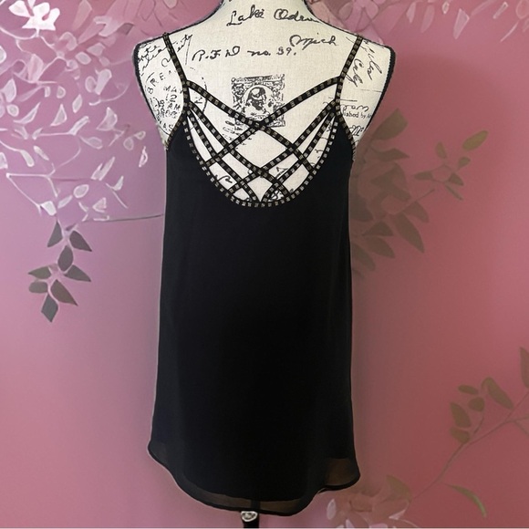 Forever 21 Babydoll Cutout Chiffon Camisole Style Black Mini Dress ~ Size XS - Picture 4 of 8